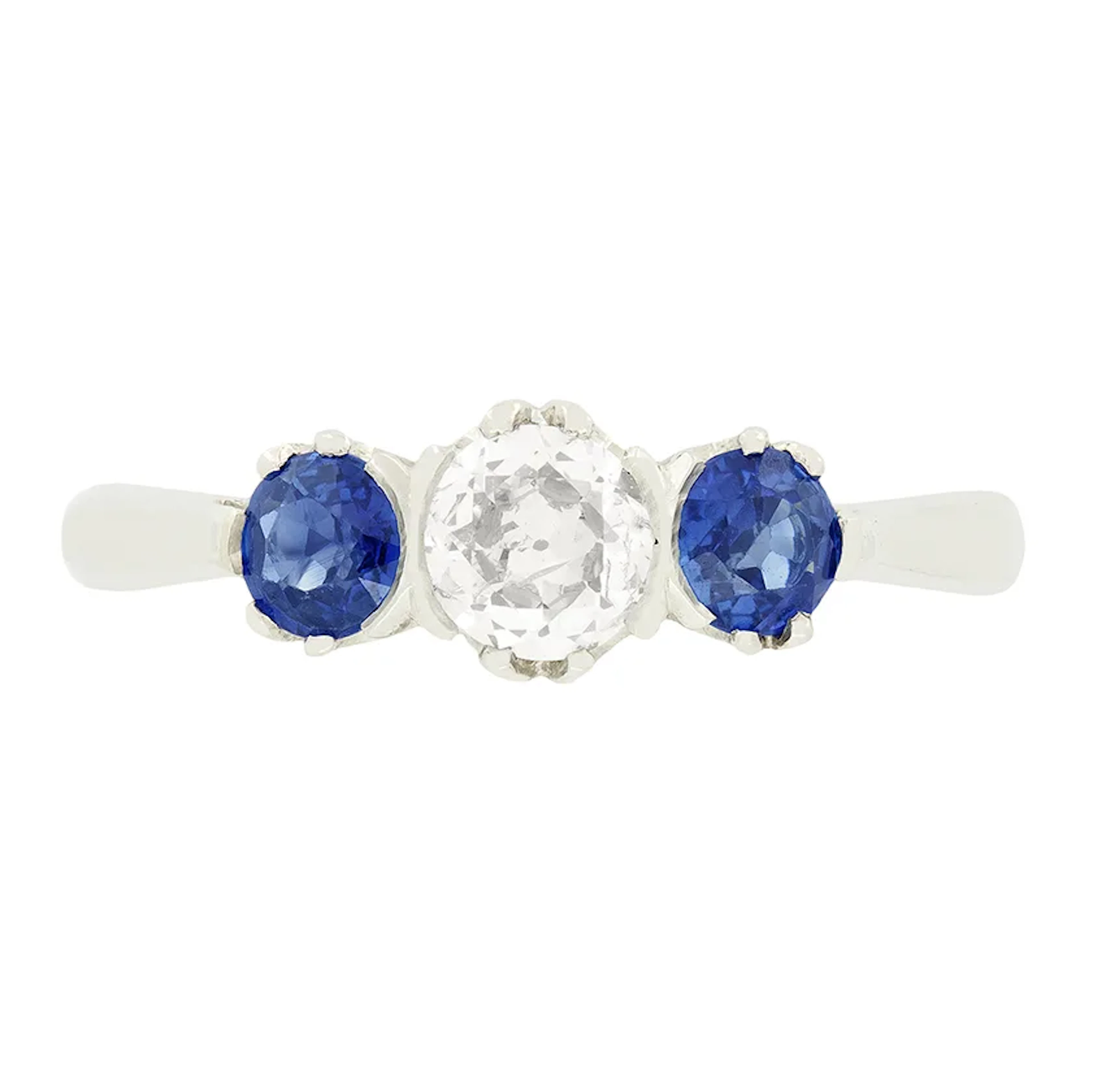 Vintage 0.50ct Diamond and Sapphire Three Stone, c.1950s