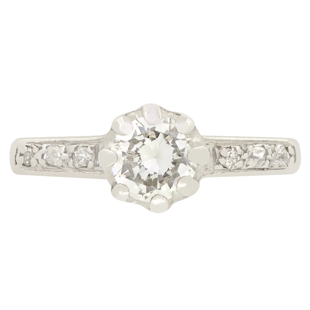 Late Deco 0.55ct Diamond Solitaire Ring, c.1940s