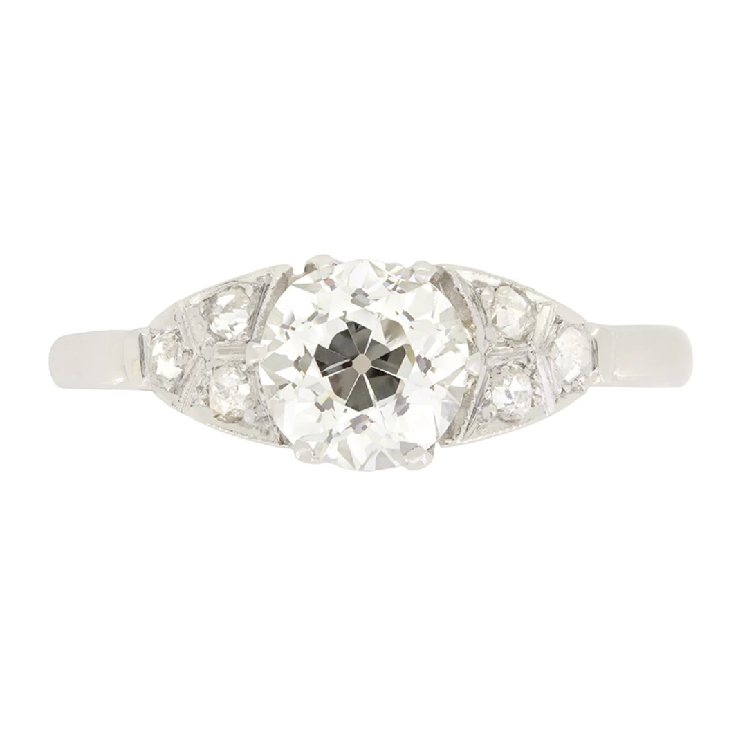 Art Deco 0.90ct Diamond Solitaire Ring, c.1920s