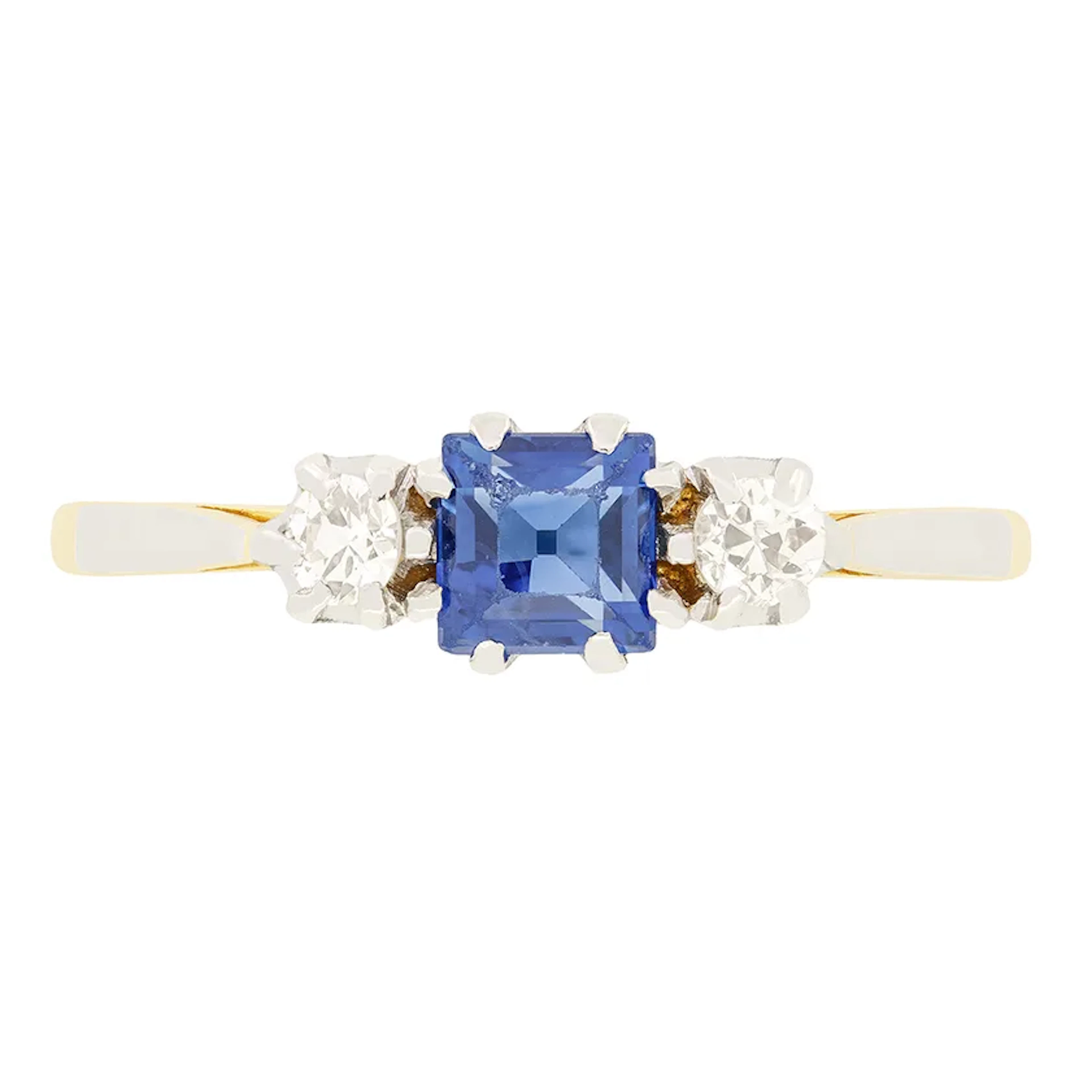 Edwardian 0.50ct Sapphire and Diamond Trilogy Ring, c.1910s