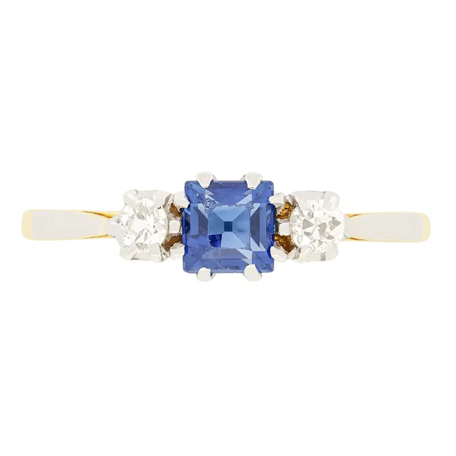 Edwardian 0.50ct Sapphire and Diamond Trilogy Ring, c.1910s