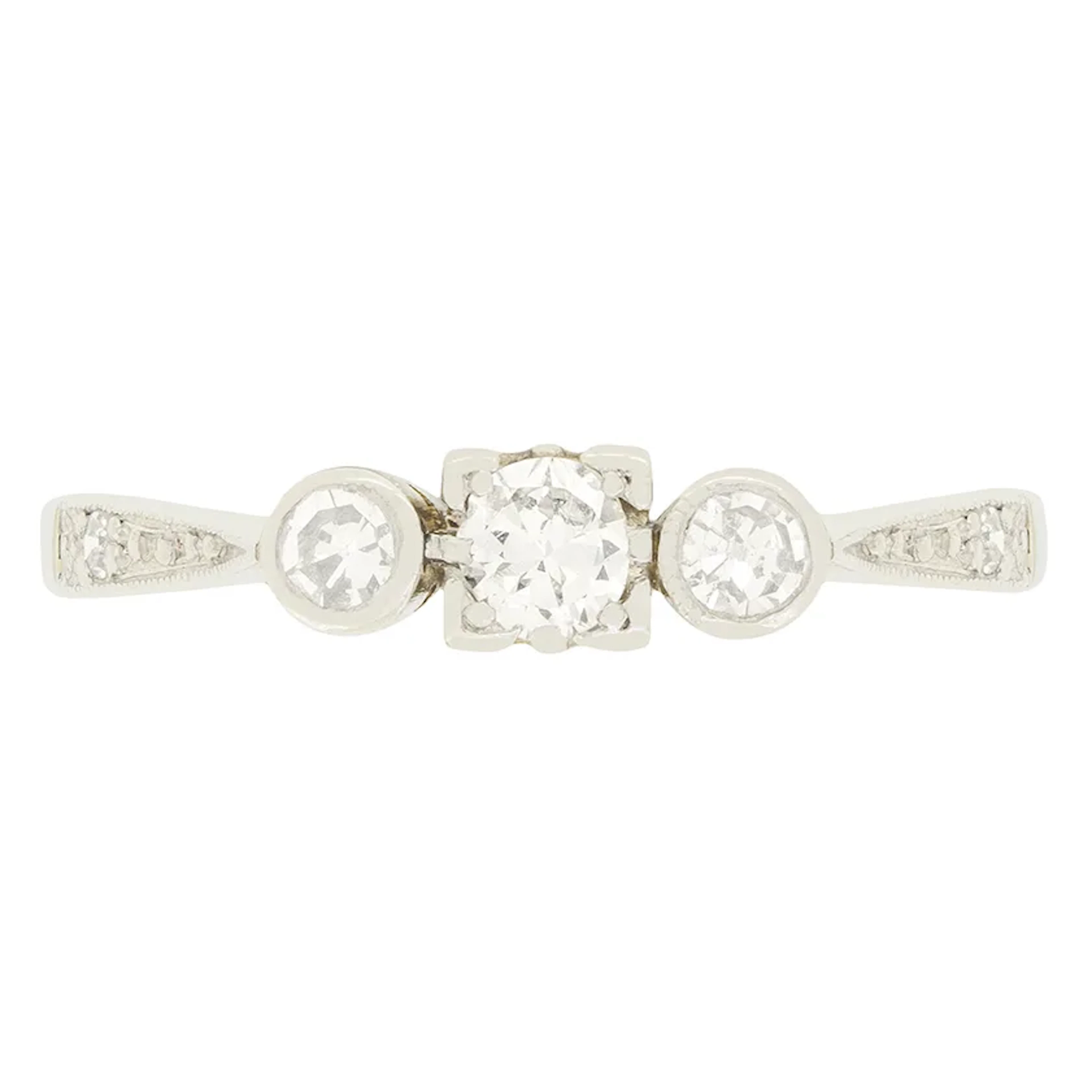 Art Deco 0.40ct Diamond Three Stone Ring, c.1920s