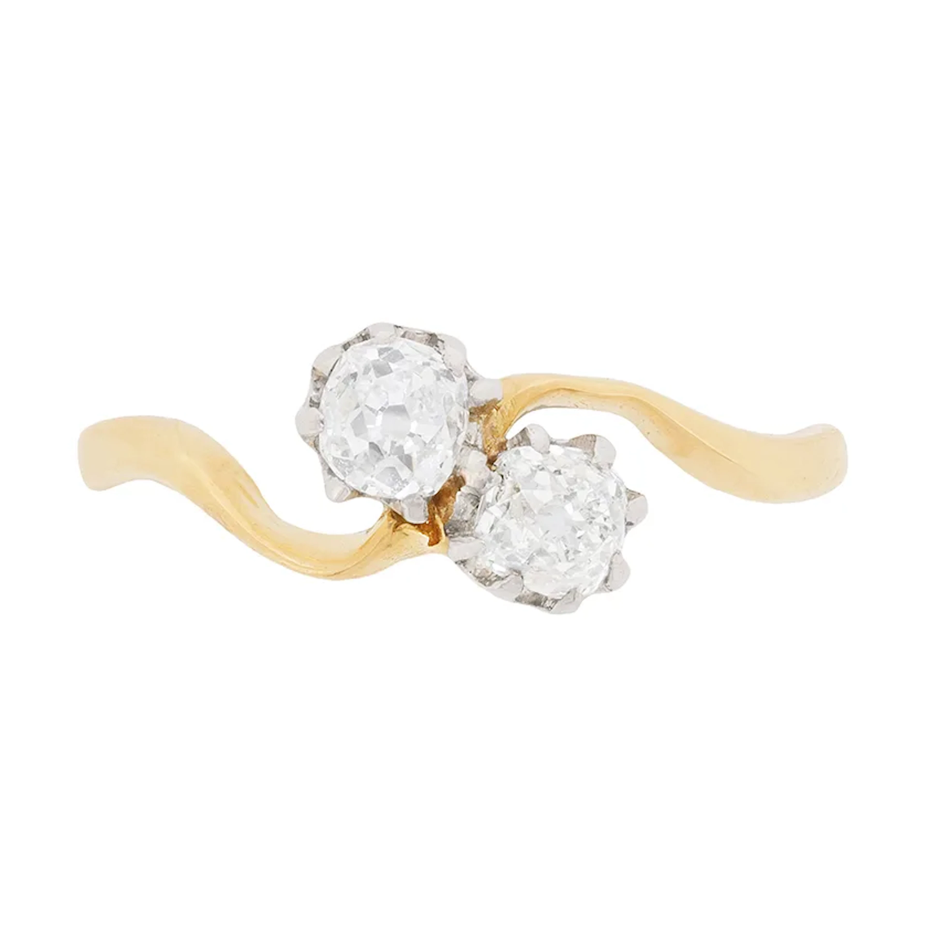 Edwardian Two Stone Twist Ring, c.1910
