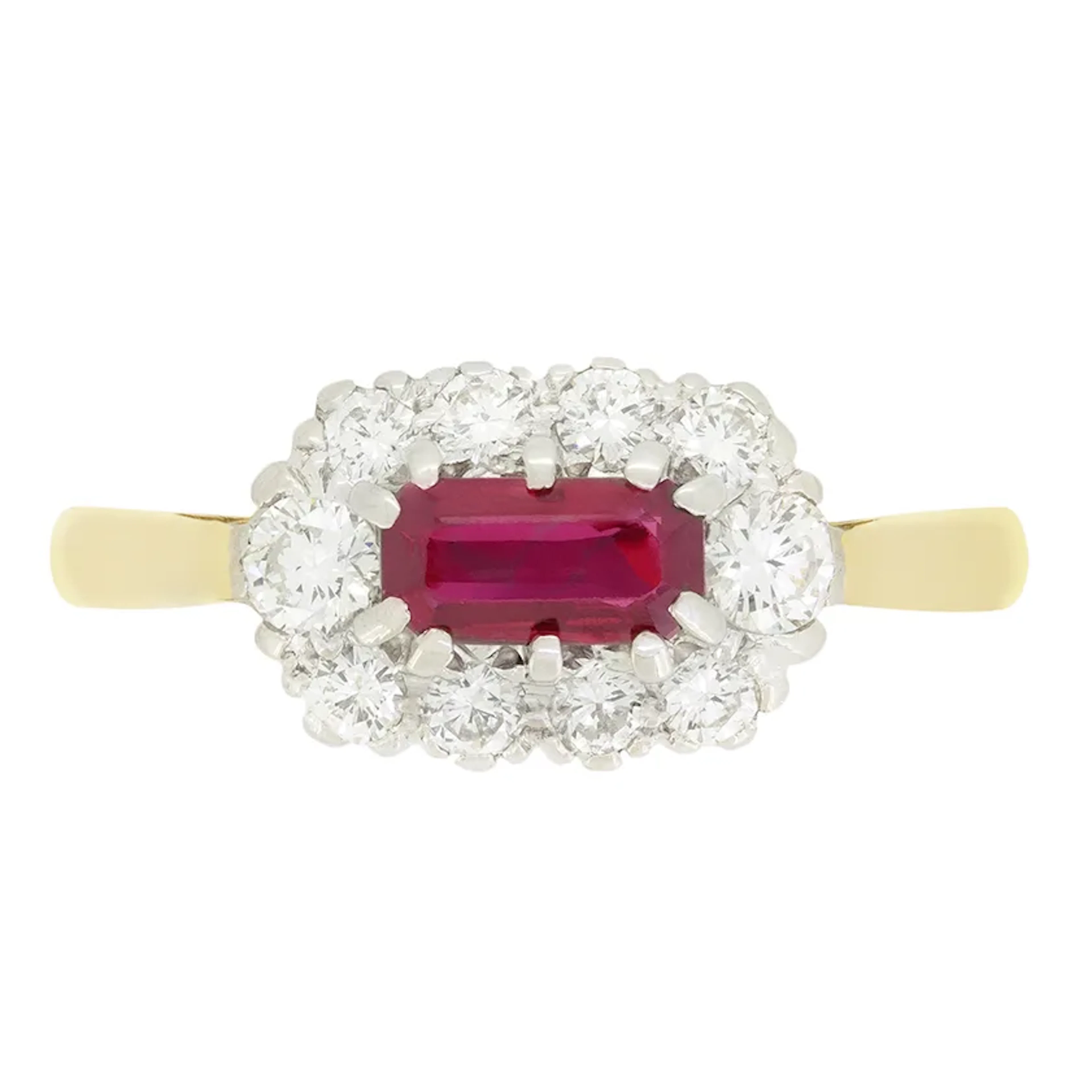 Vintage 0.50ct Ruby and Diamond Cluster Ring, hallmarked.1977