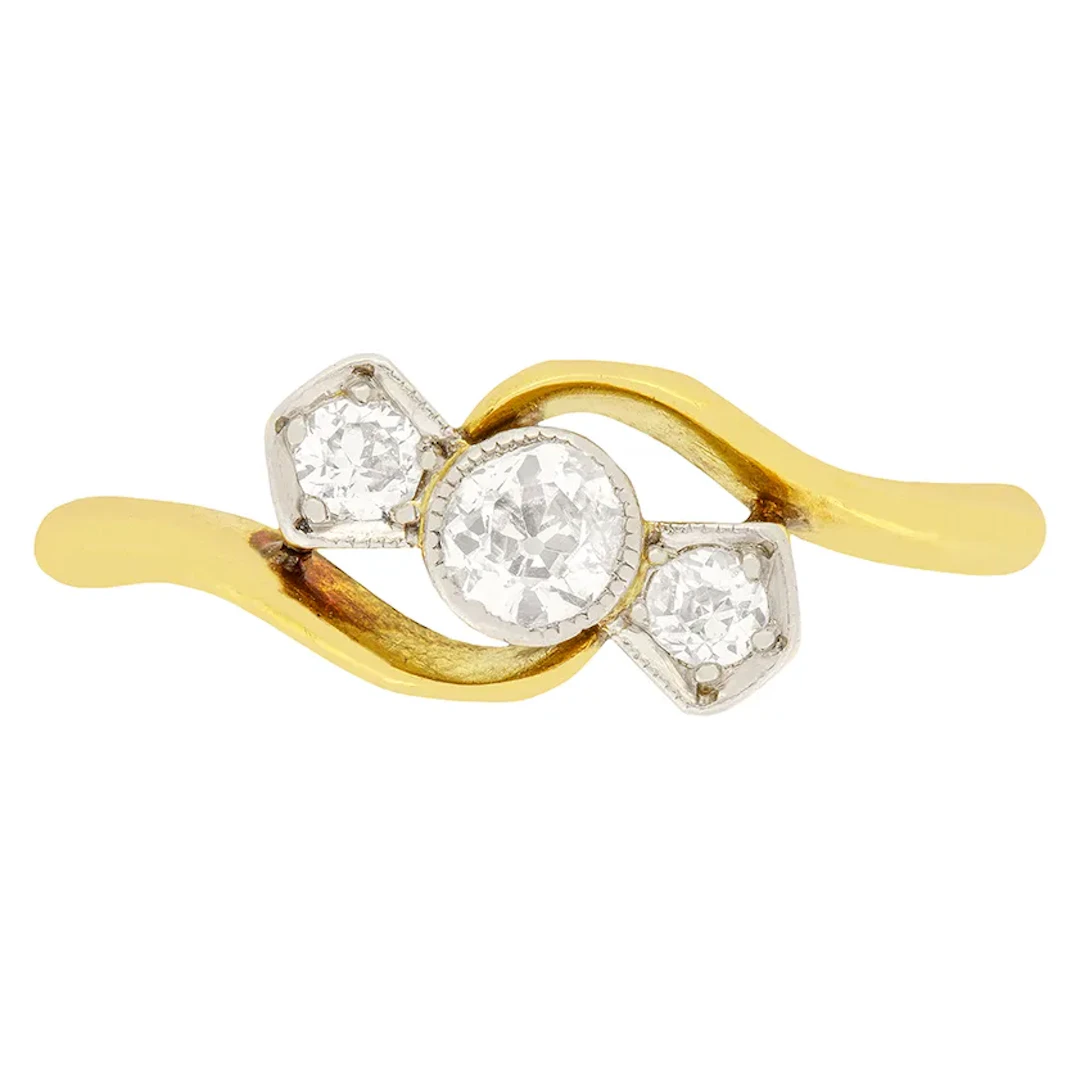 Victorian 0.80ct Diamond Three Stone Ring, c.1900s