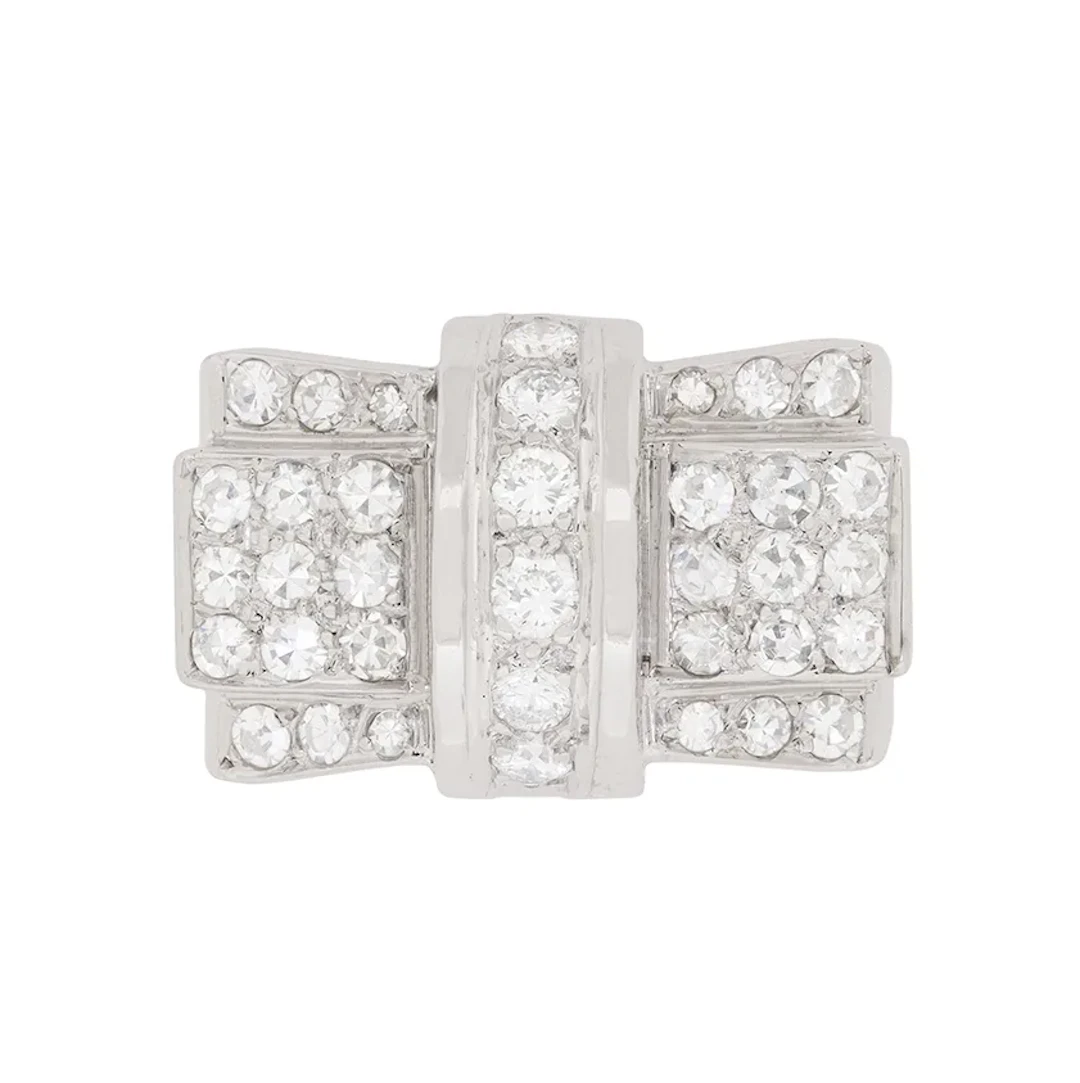 Art Deco Diamond Bow Cocktail Ring, c.1920s