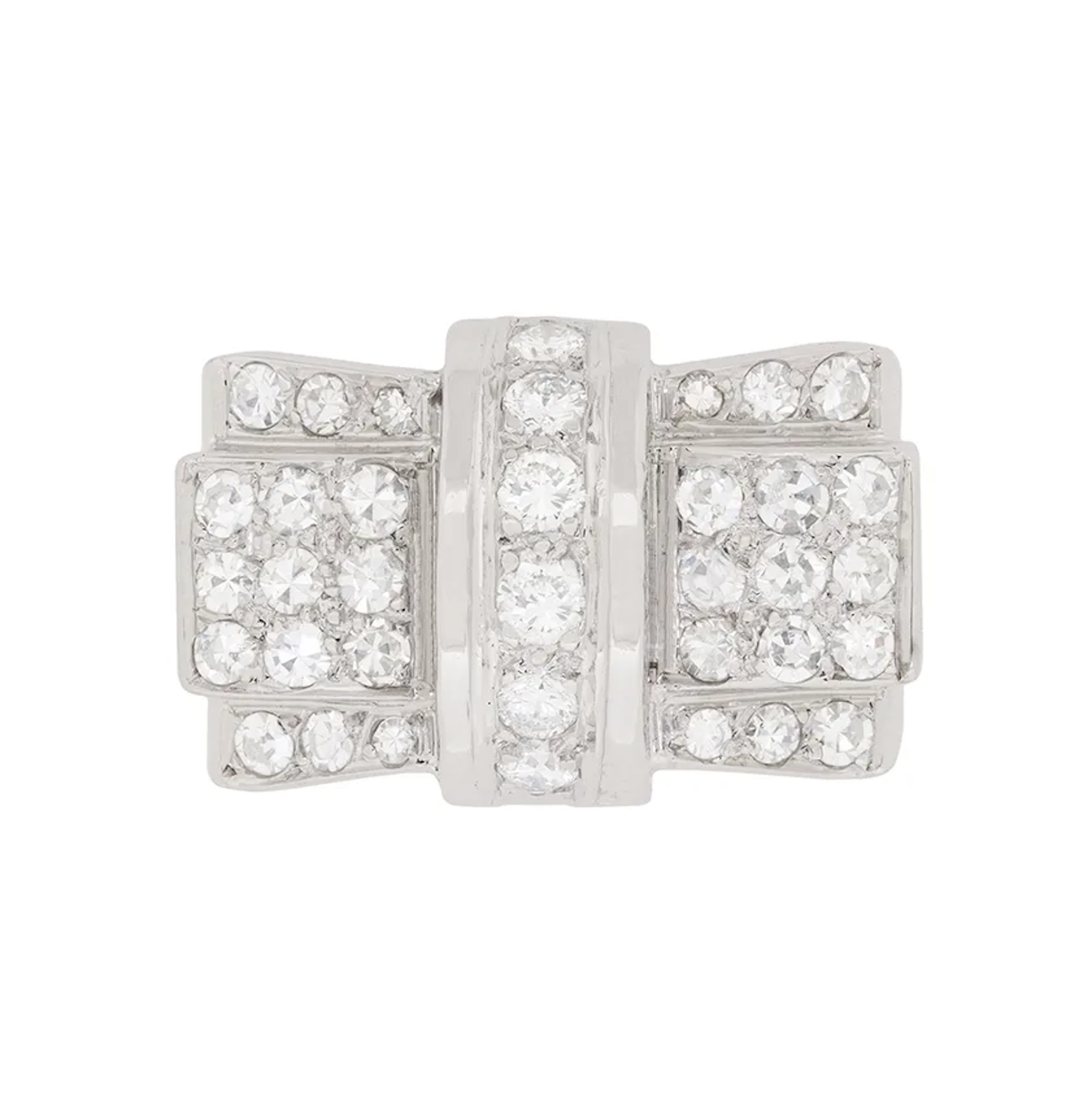 Art Deco Diamond Bow Cocktail Ring, c.1920s
