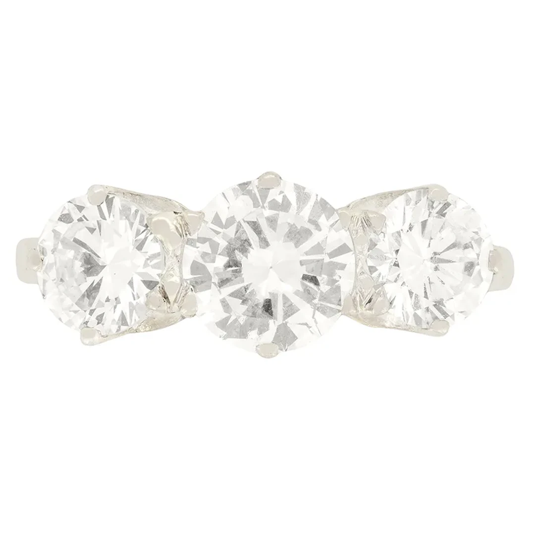 Art Deco 1.80ct Diamond Three Stone Ring, c.1930s