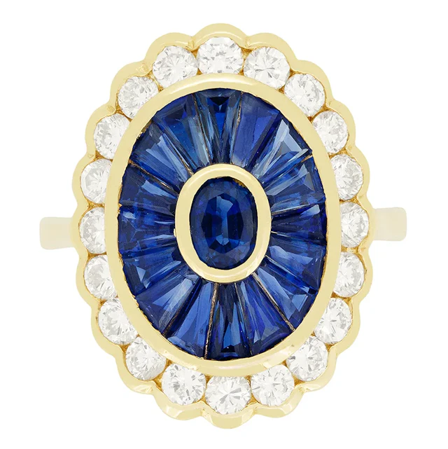 Vintage 1.50ct Sapphire and Diamond Cluster Ring, c.1970s