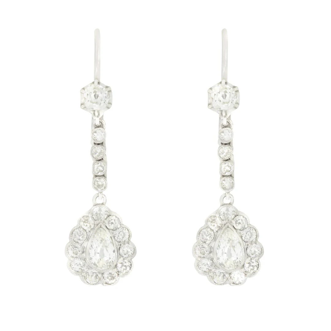 Art Deco 2.64ct Diamond Drop Earrings, c.1920s
