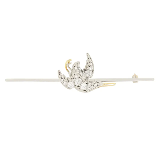 Art Deco 0.47ct Diamond Bird Brooch, c.1920s