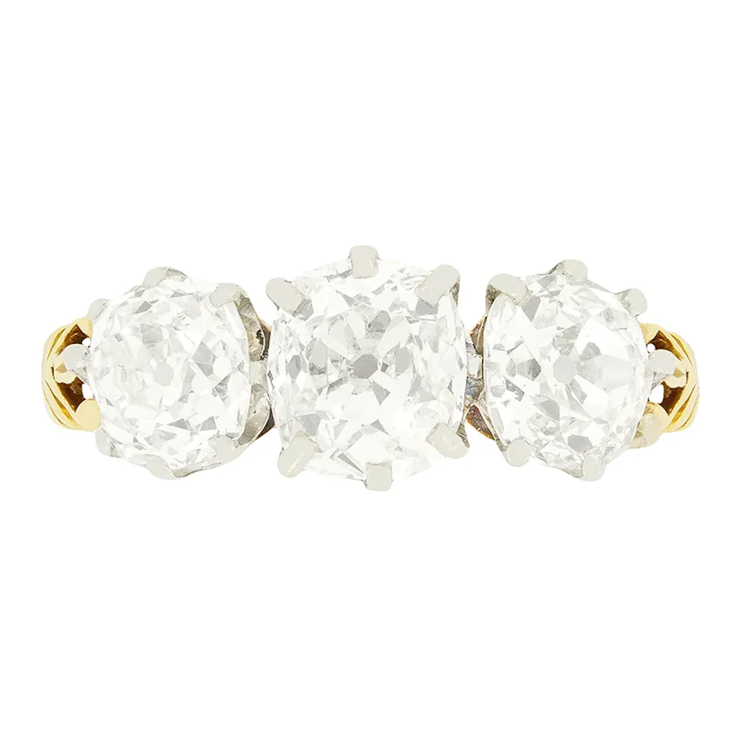 Edwardian 3.35ct Diamond Trilogy Ring, c.1910s