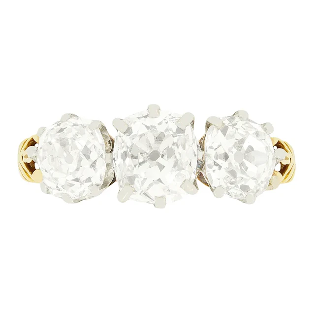 Edwardian 3.35ct Diamond Trilogy Ring, c.1910s