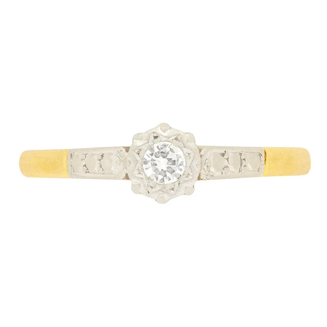 Art Deco 0.15ct Diamond Solitaire Ring, c.1930s