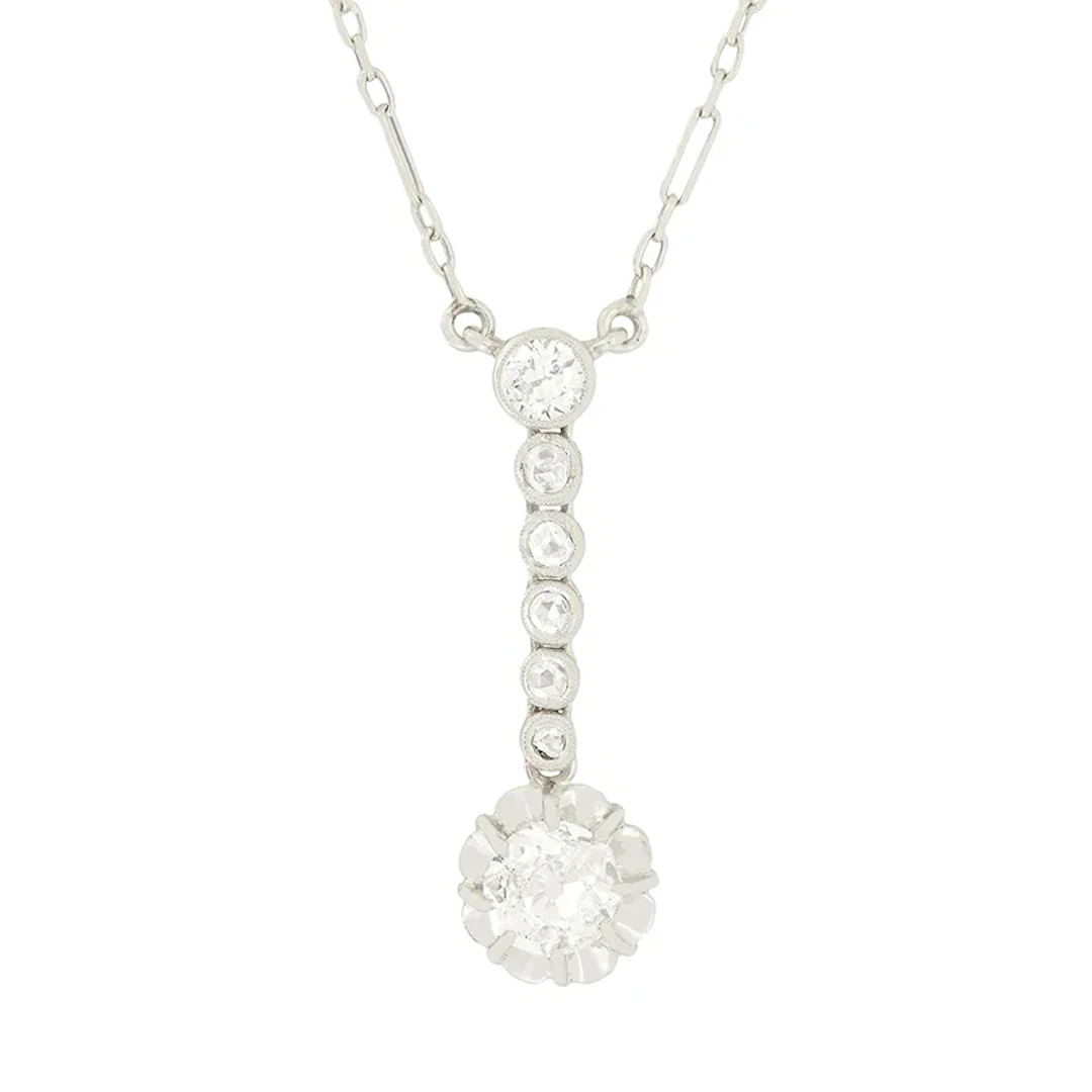 Art Deco 0.50ct Diamond Drop Necklace, c.1920s