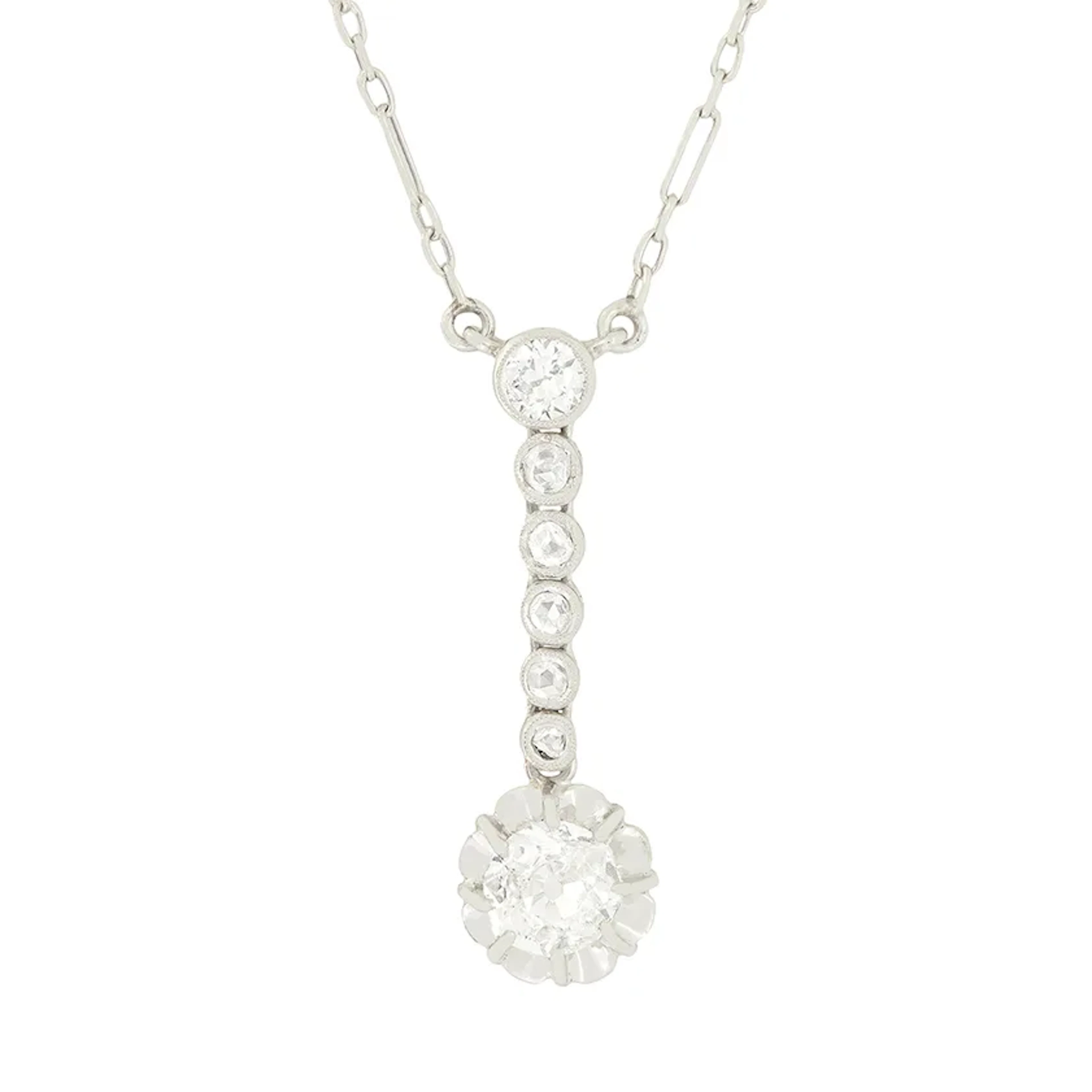 Art Deco 0.50ct Diamond Drop Necklace, c.1920s