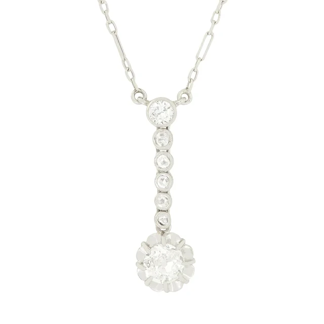 Art Deco 0.50ct Diamond Drop Necklace, c.1920s
