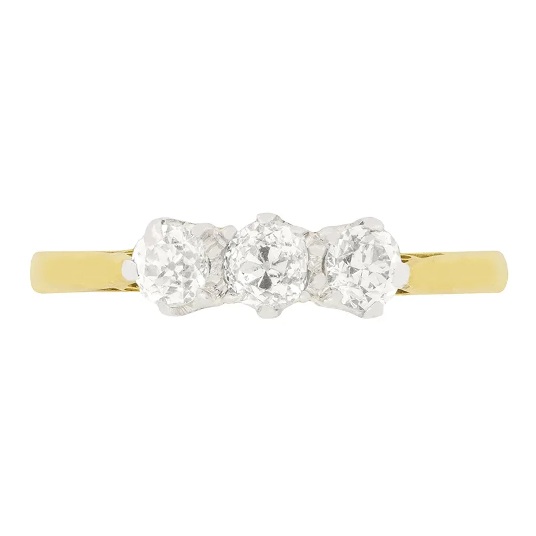 Edwardian 0.75ct Diamond Three Stone Ring, c.1910s