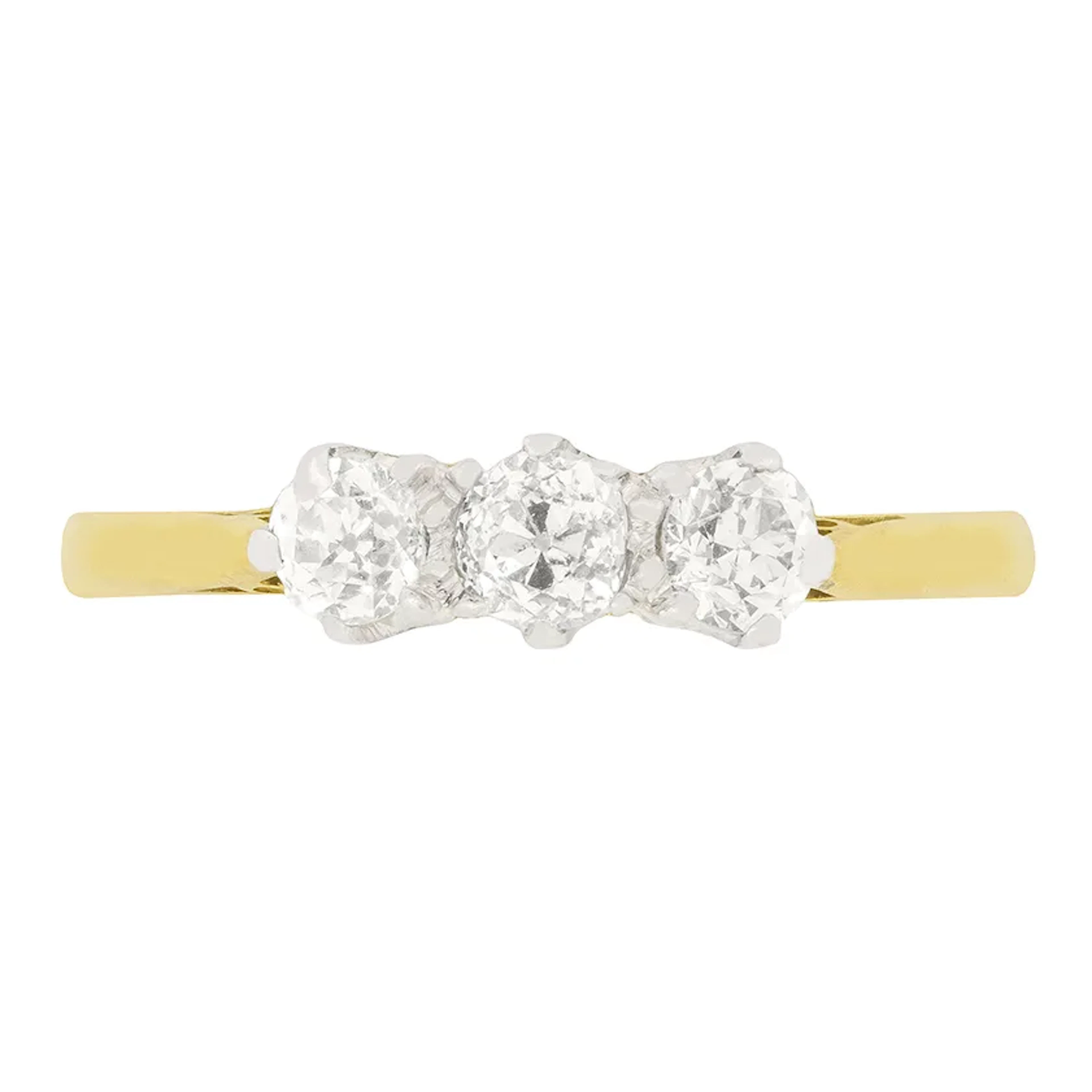 Edwardian 0.75ct Diamond Three Stone Ring, c.1910s