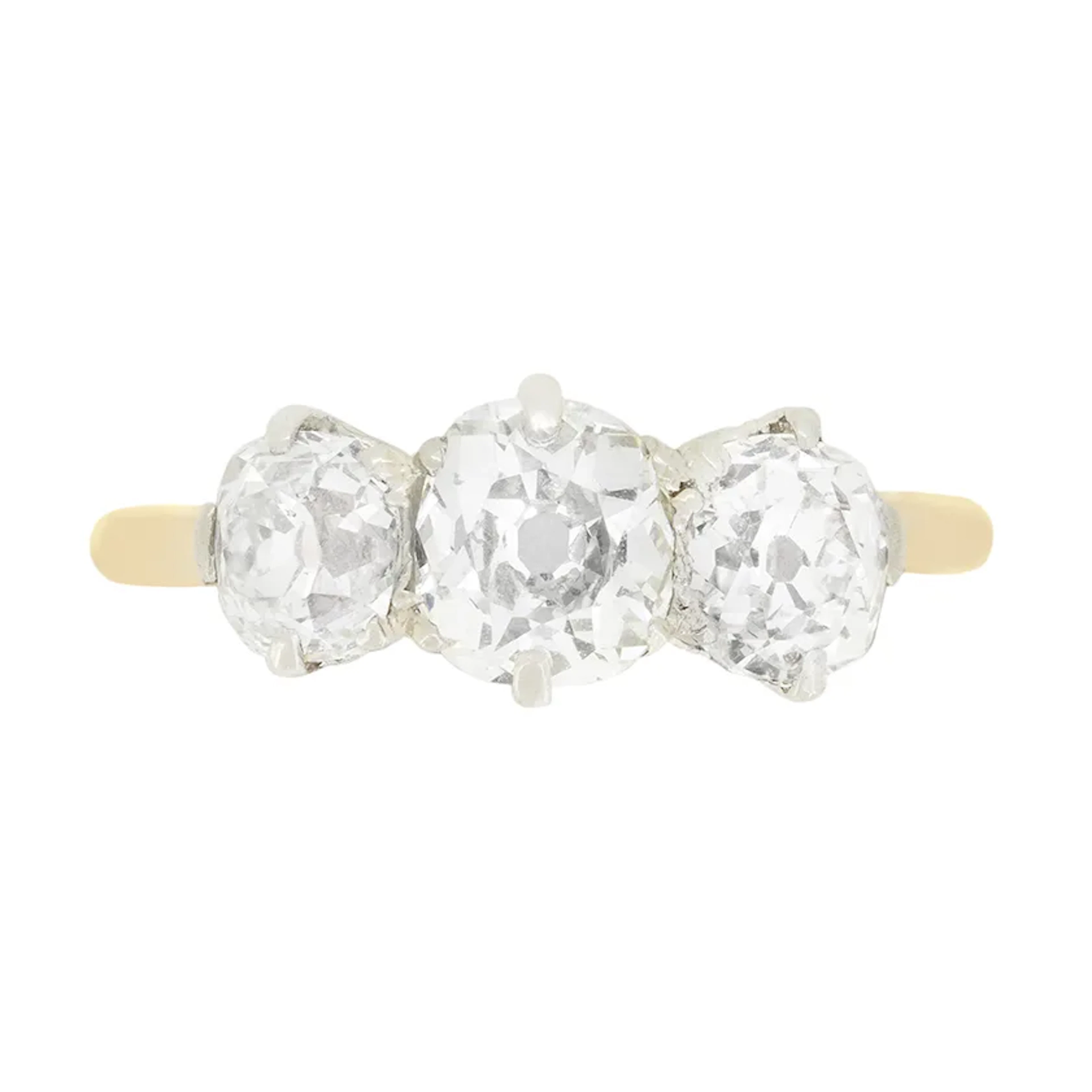 Edwardian 1.85ct Diamond Three Stone Ring, c.1910s