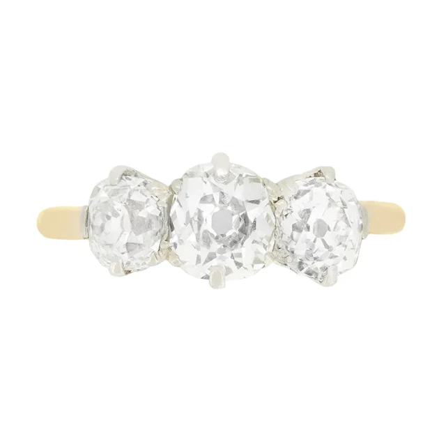 Edwardian 1.85ct Diamond Three Stone Ring, c.1910s