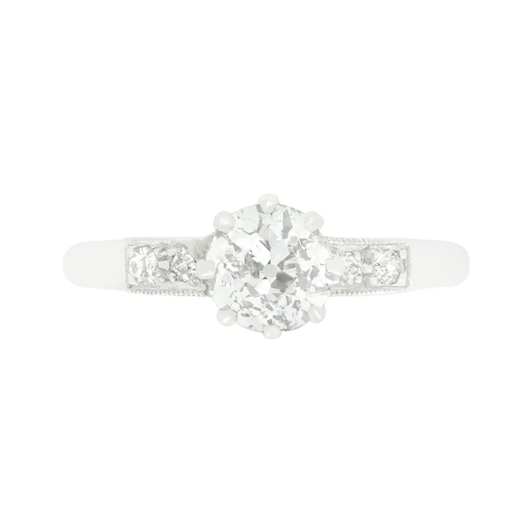 Art Deco 0.80ct Diamond Solitaire Ring, c.1920s