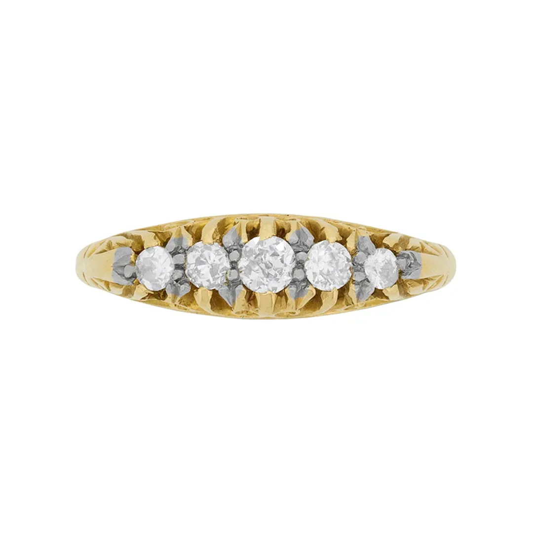Victorian 0.35ct Diamond Ring Five Stone Ring, c.1880s