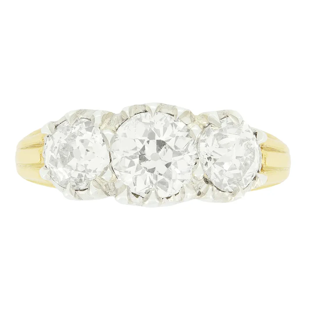 Edwardian 1.70ct Diamond Trilogy Ring, c.1910s