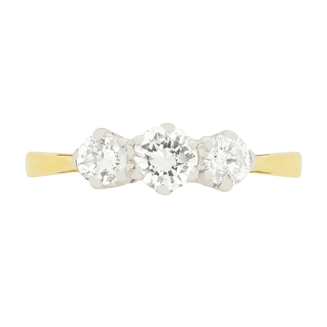 Vintage 0.80ct Diamond Three Stone Engagement Ring, c.1980s