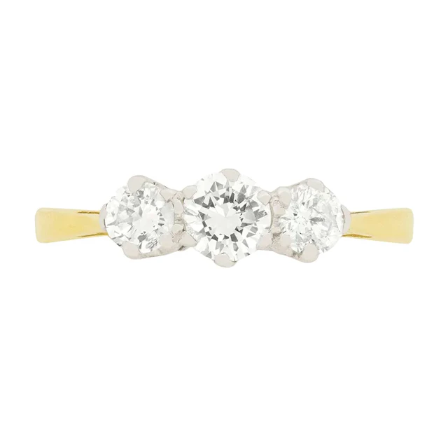 Vintage 0.80ct Diamond Three Stone Engagement Ring, c.1980s