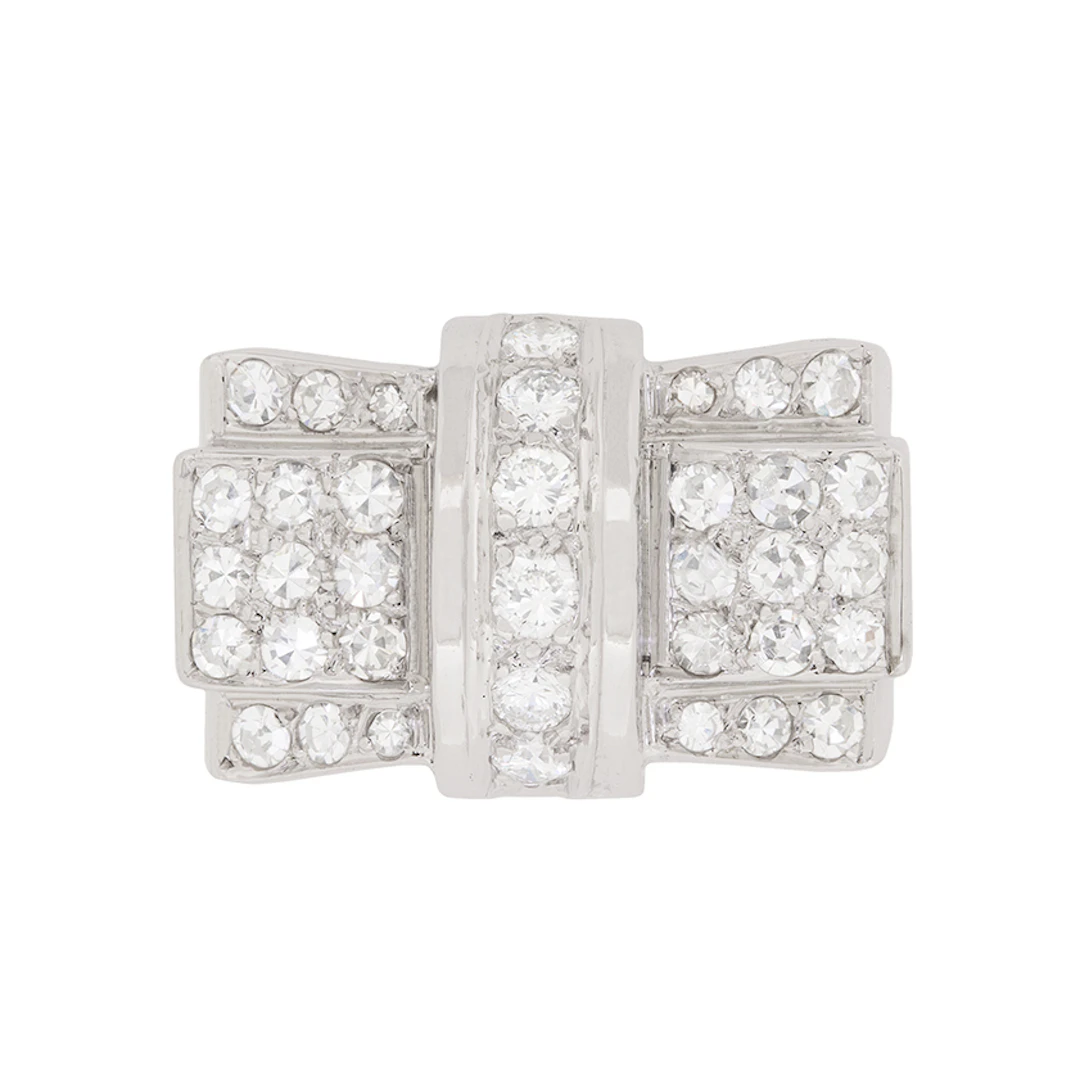 Art Deco Diamond Bow Cocktail Ring, c.1920s
