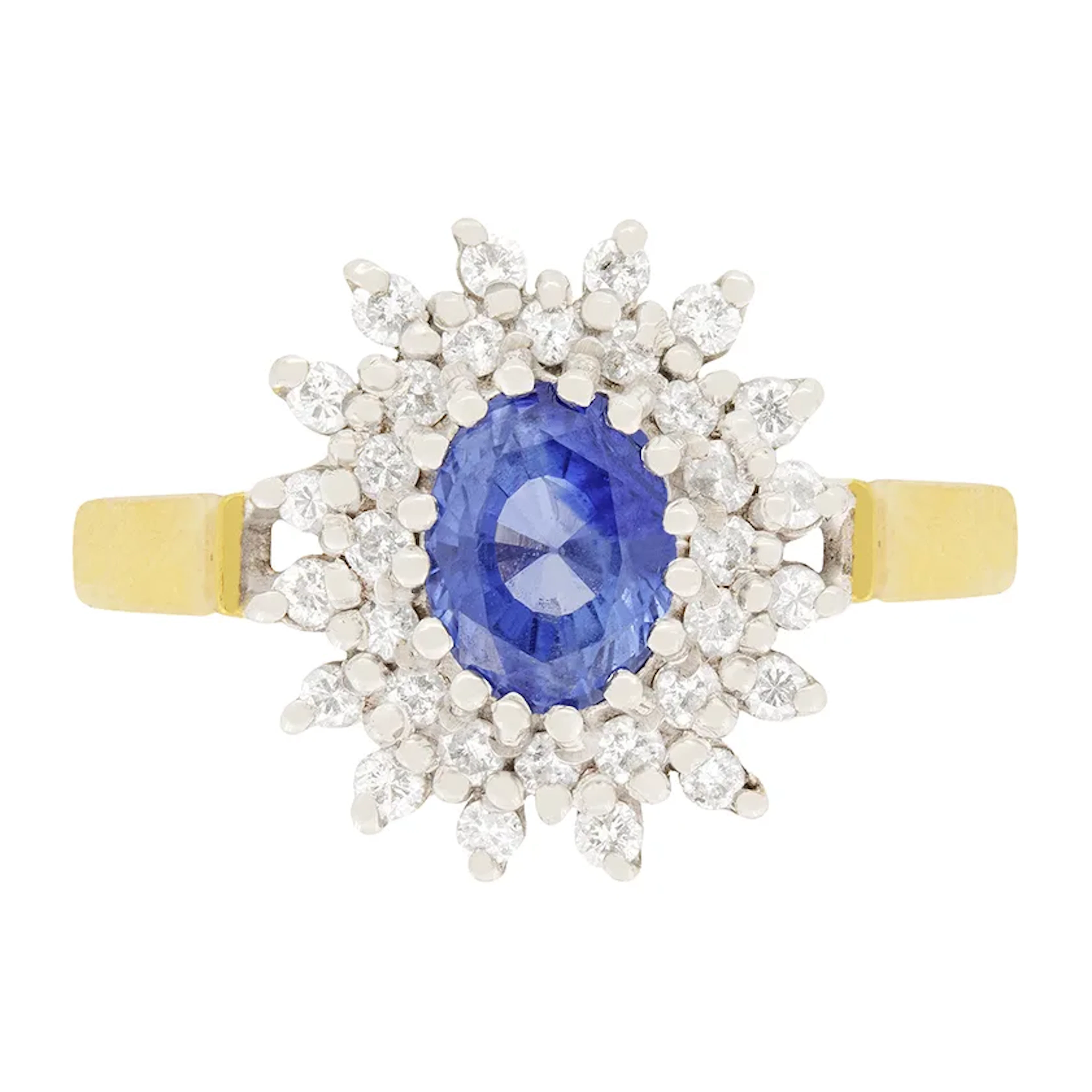 Vintage 1.10ct Sapphire and Diamond Cluster Ring, c.1970s