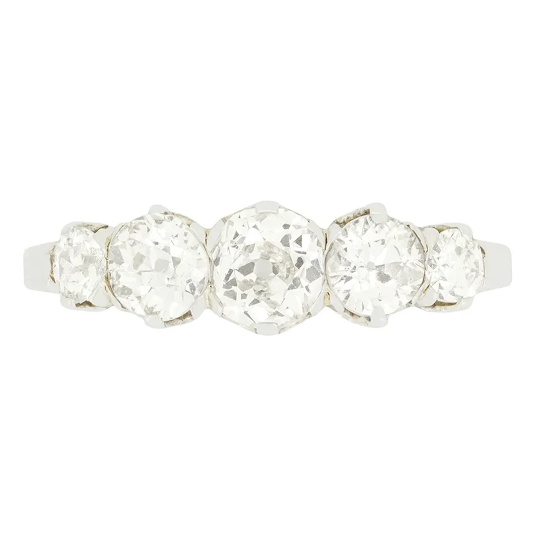 Art Deco 1.45ct Diamond Five Stone Ring, c.1920s