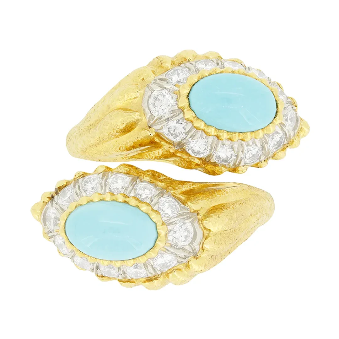 David Webb Turquoise and Diamond Mount Olympus Ring