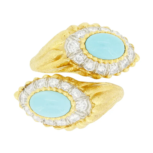 David Webb Turquoise and Diamond Mount Olympus Ring