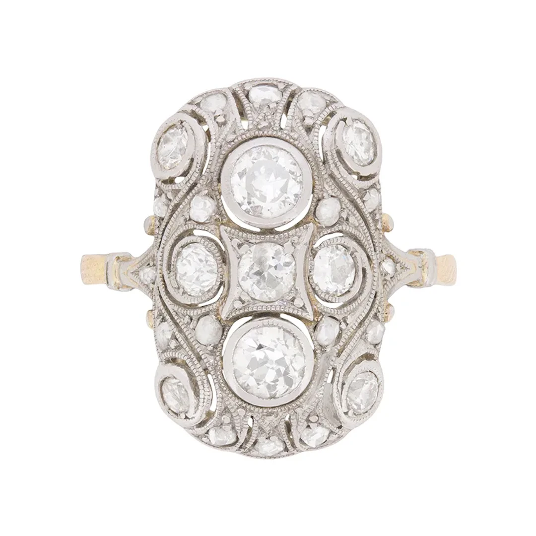 Edwardian 0.90ct Diamond Cocktail Ring, c.1910s