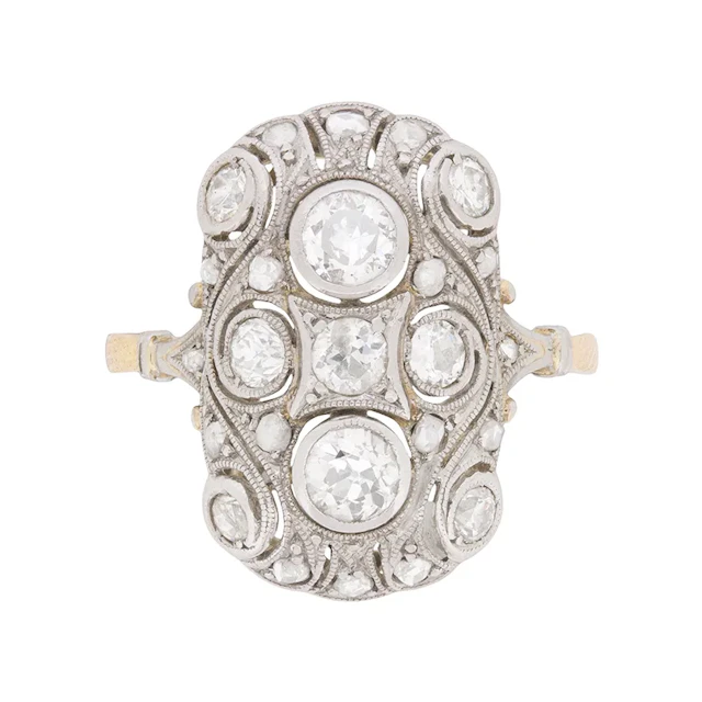 Edwardian 0.90ct Diamond Cocktail Ring, c.1910s