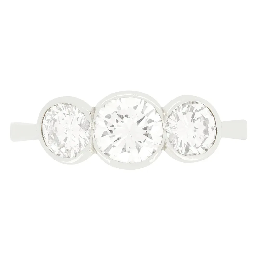 Vintage 1.70ct Diamond Trilogy Ring, c.1950s