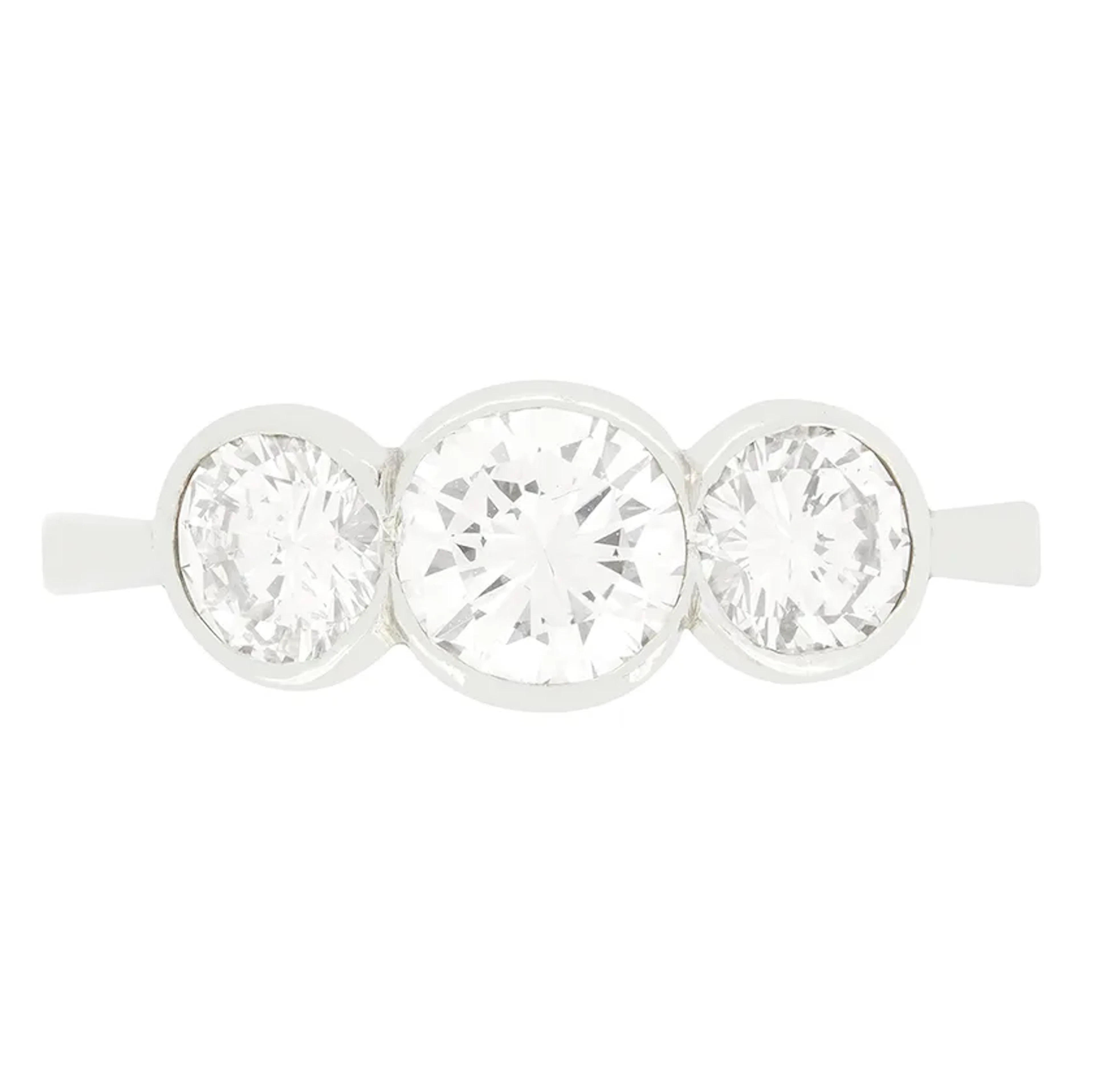 Vintage 1.70ct Diamond Trilogy Ring, c.1950s