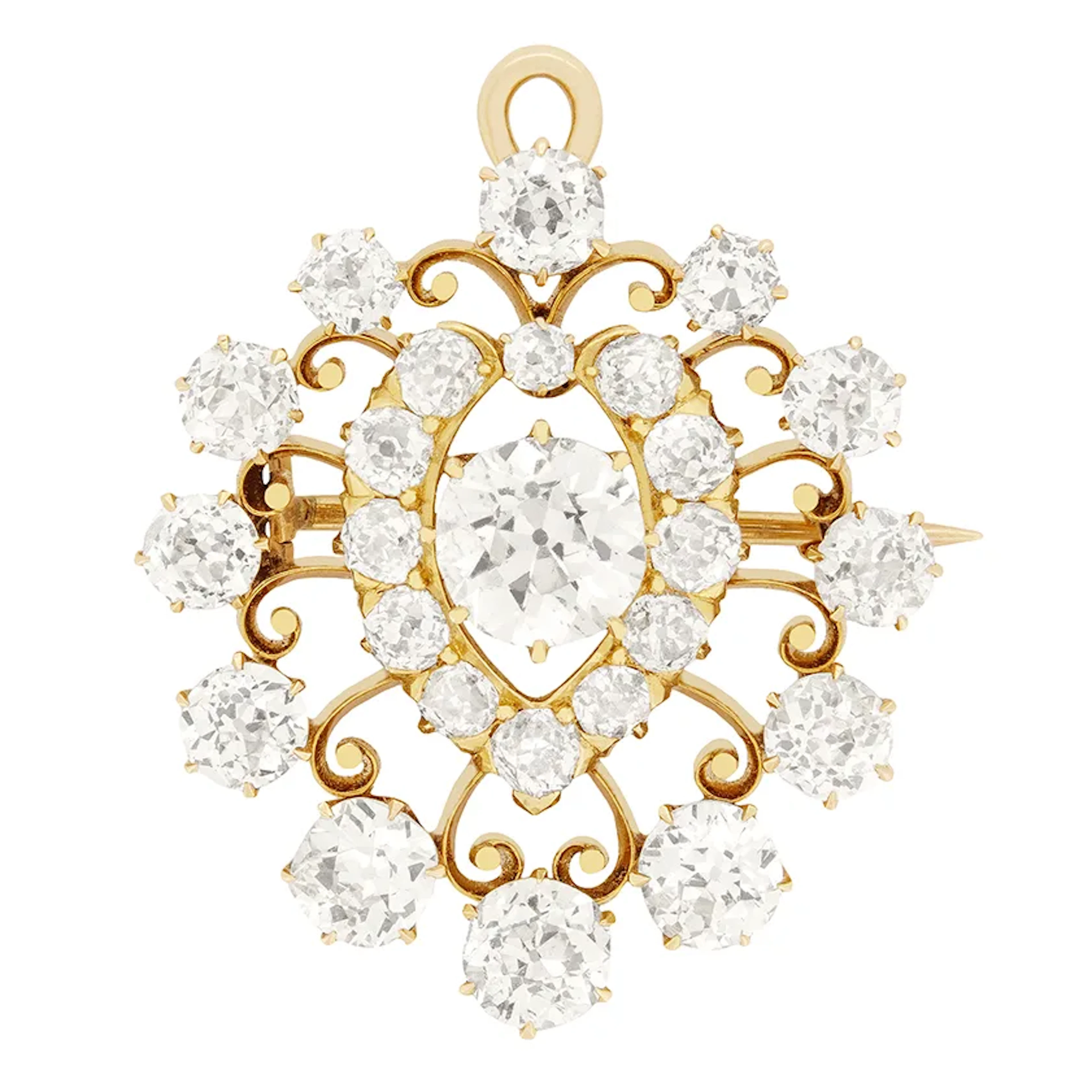 Victorian 5.35ct Diamond Brooch & Pendant, c.1880s