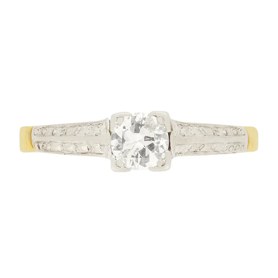 Late Deco 0.40ct Diamond Solitaire Engagement Ring c.1940s