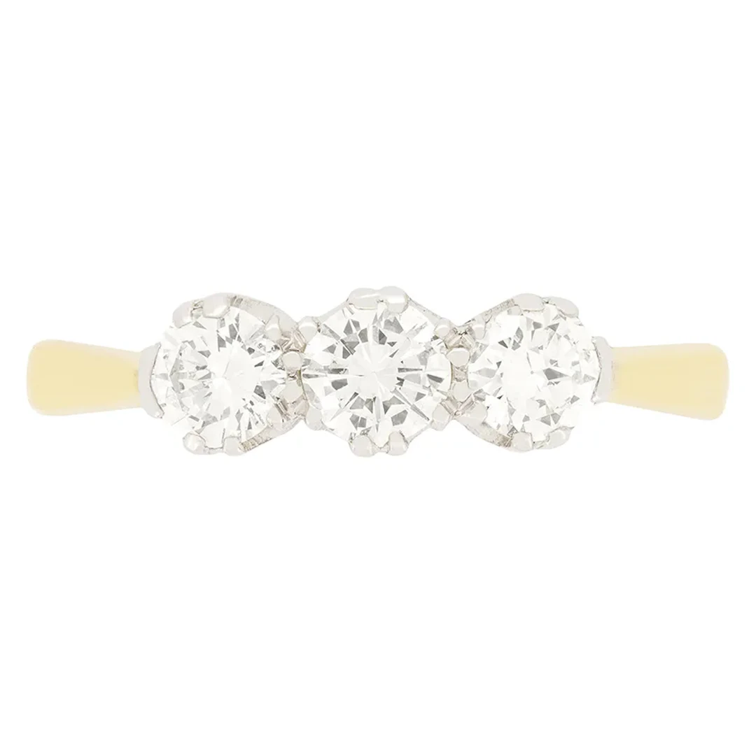 Vintage 0.65ct Diamond Trilogy Ring, c.1950s