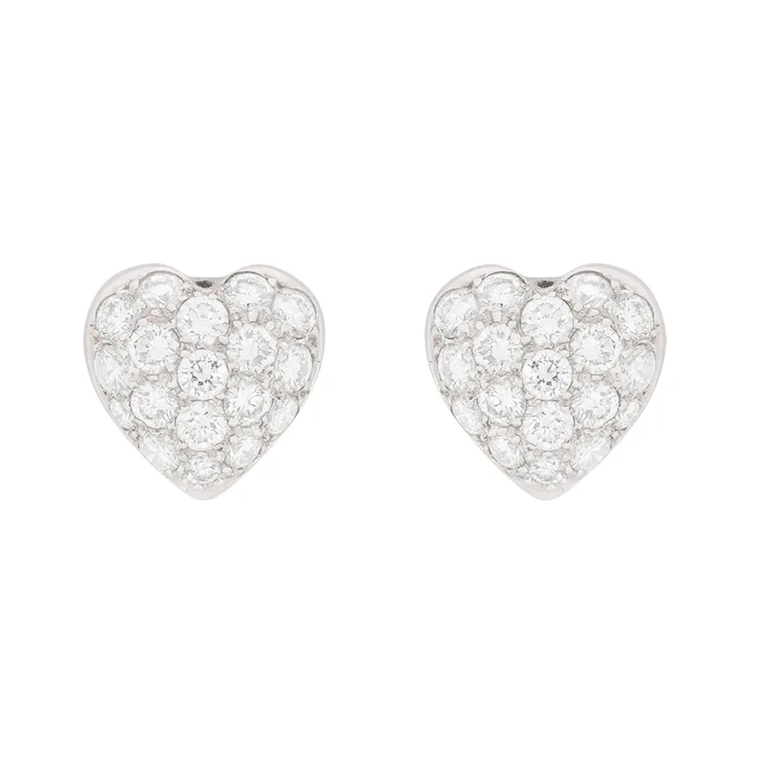 Contemporary 1.50ct Diamond Pavé Heart Shaped Earrings