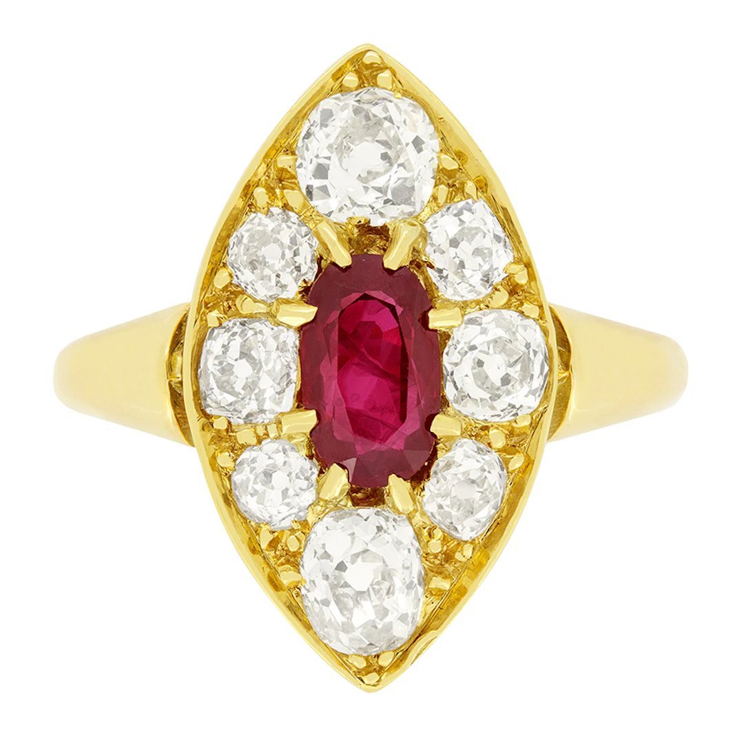 Victorian 0.90ct Ruby and Diamond Ring, c.1880s