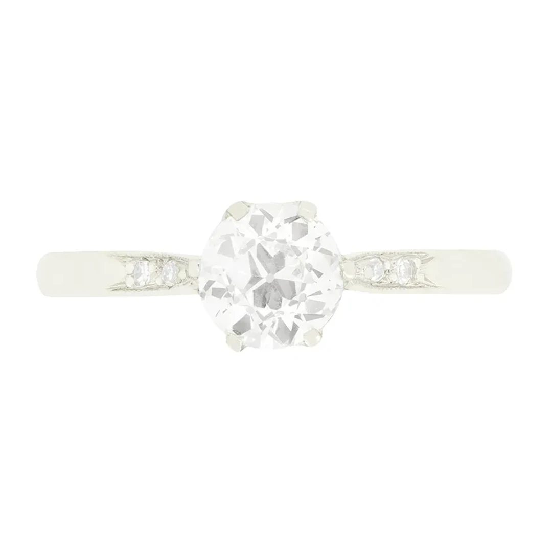 Art Deco 0.85ct Diamond Solitaire Ring, c.1930s