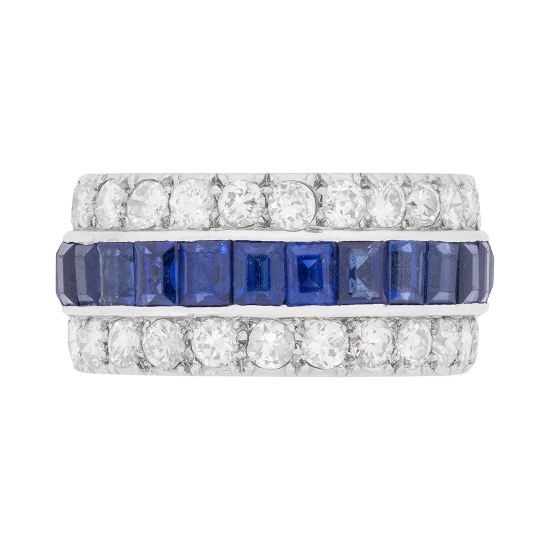 Late Deco 2.70ct Sapphire and Diamond Eternity Ring, c.1930s