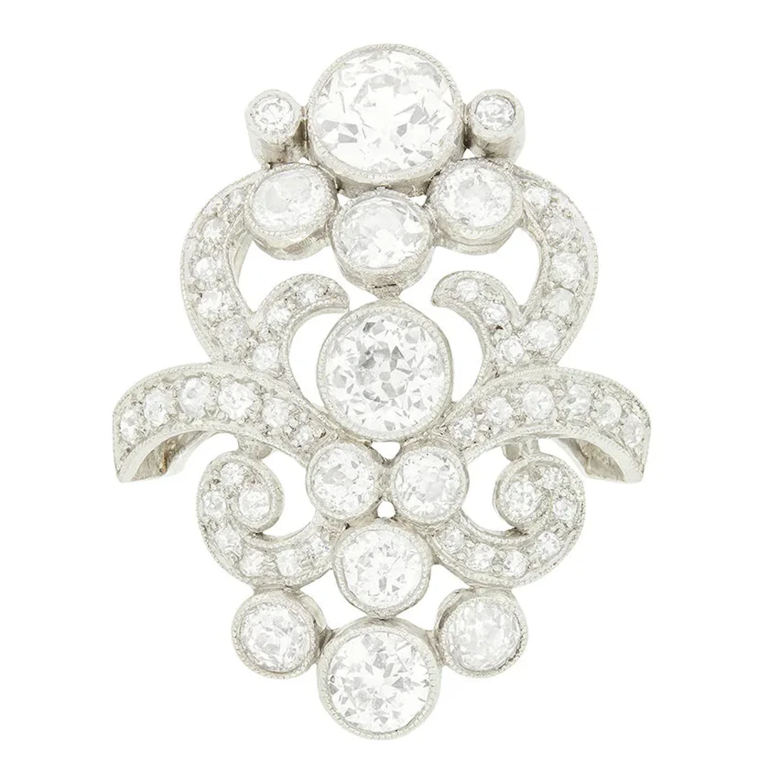 Art Nouveau 3.05ct Diamond Cluster Ring, c.1920s
