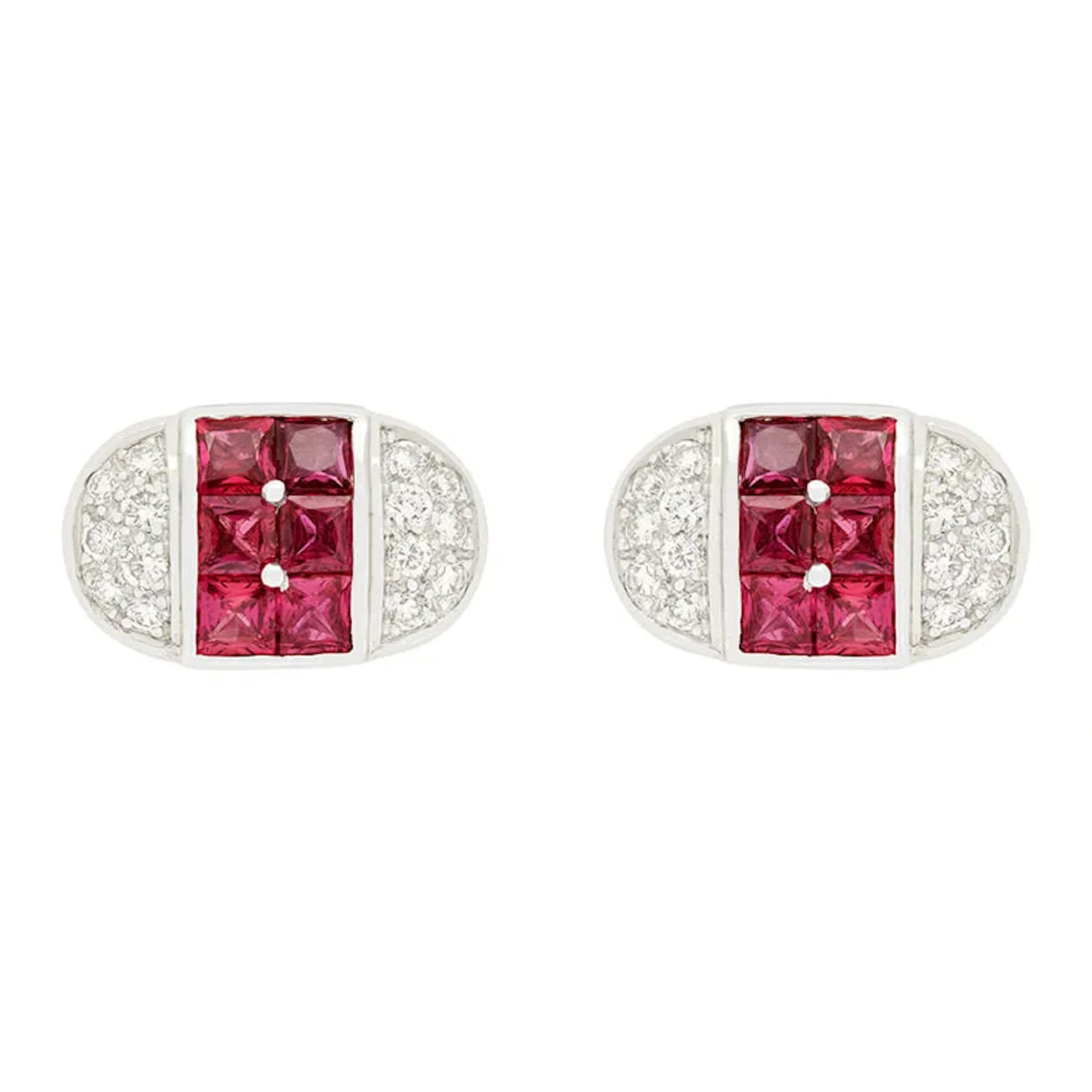 Modern 2.40ct Ruby and Diamond Cufflinks