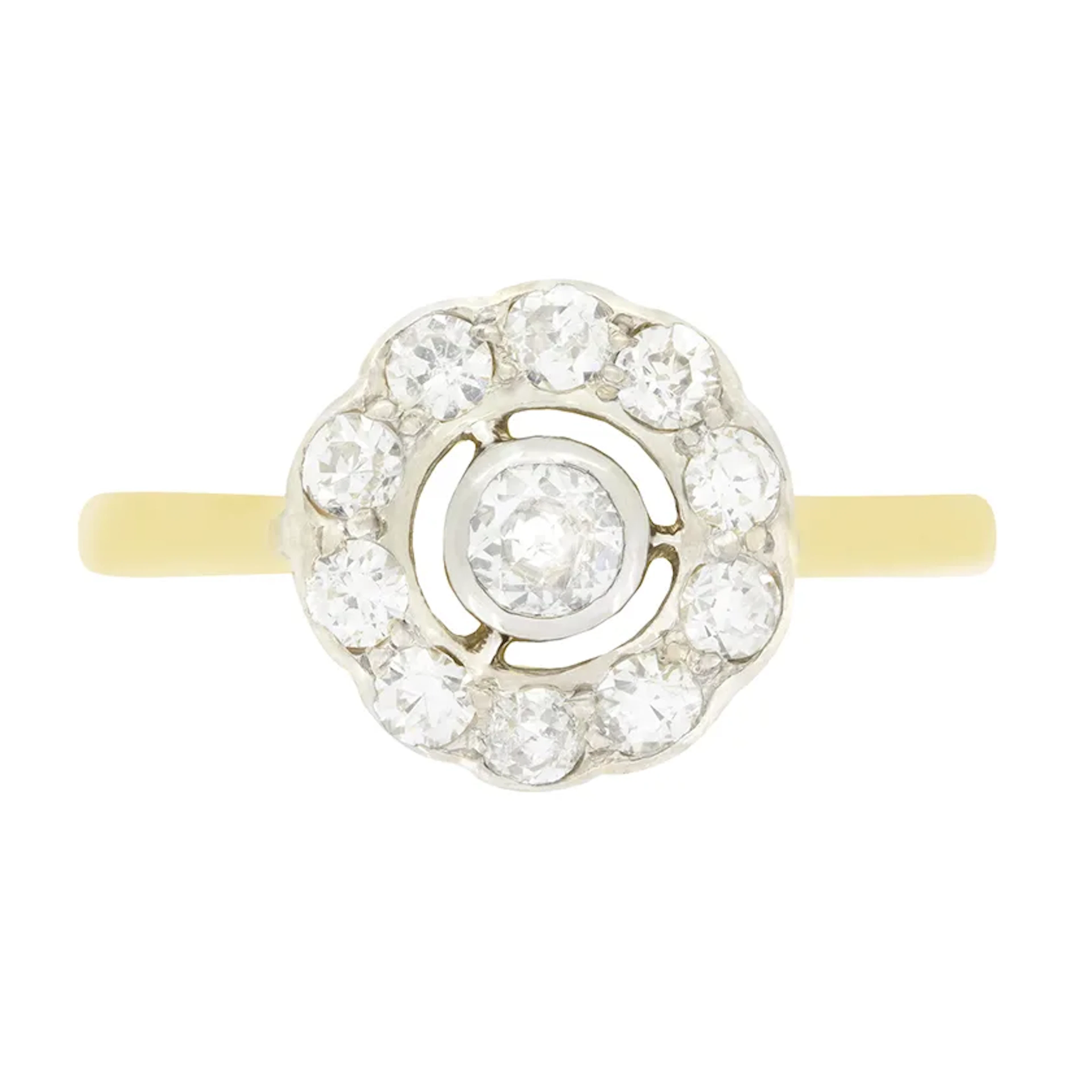 Edwardian 0.85ct Diamond Cluster Ring, c.1910s