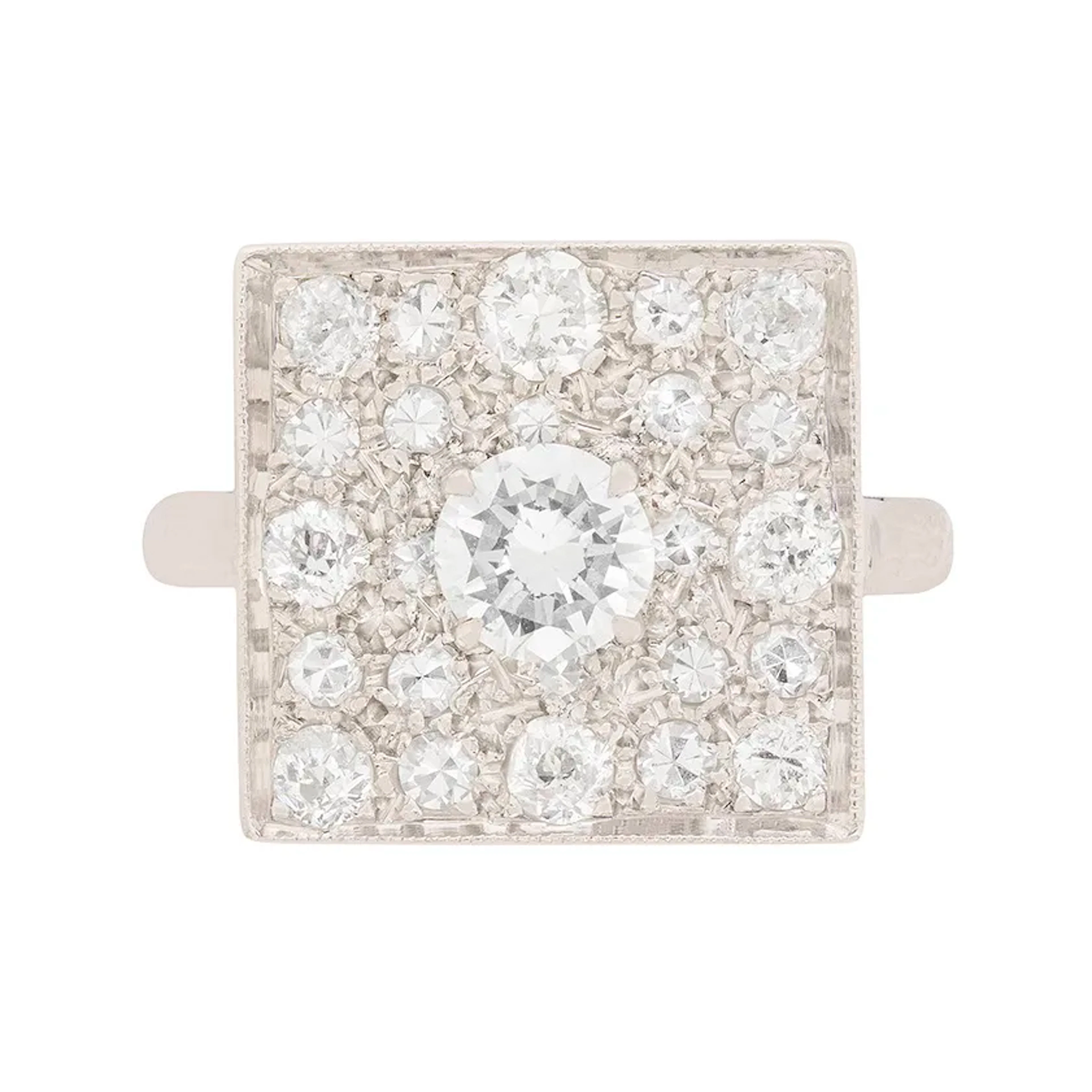 Art Deco Square Diamond Cluster Ring, c.1930s